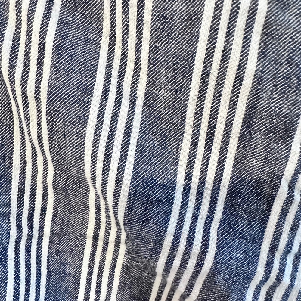 Madewell Striped Pants Women Blue White Linen Blend Tie Waist High Rise Size 4 - Picture 9 of 9